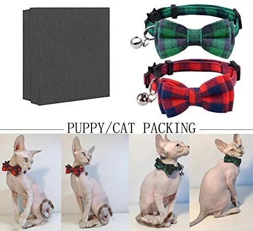 Collar de gato con lazo y campana para gato, ajustable, para mascotas y gatos.
