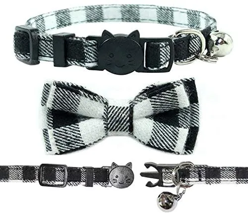 Collar de gato con lazo y campana para gato, ajustable, para mascotas y gatos.