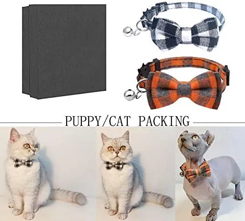 Collar de gato con lazo y campana para gato, ajustable, para mascotas y gatos.