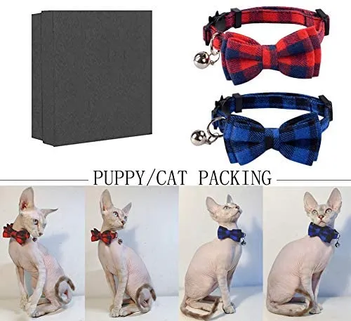 Collar de gato con lazo y campana para gato, ajustable, para mascotas y gatos.