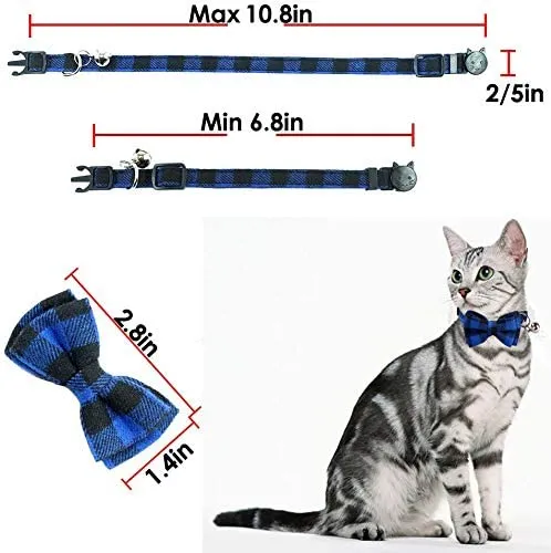 Collar de gato con lazo y campana para gato, ajustable, para mascotas y gatos.