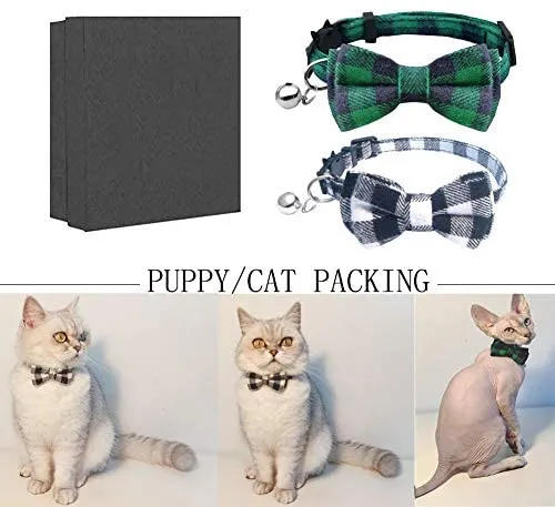 Collar de gato con lazo y campana para gato, ajustable, para mascotas y gatos.