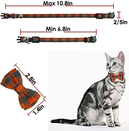 Collar de gato con lazo y campana para gato, ajustable, para mascotas y gatos.