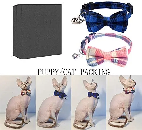 Collar de gato con lazo y campana para gato, ajustable, para mascotas y gatos.