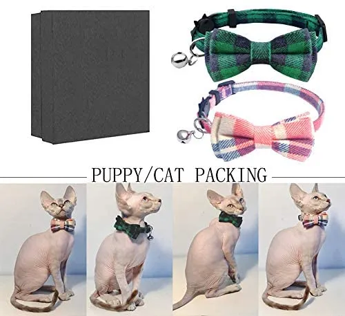 Collar de gato con lazo y campana para gato, ajustable, para mascotas y gatos.