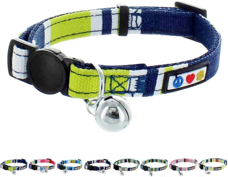Pawtitas Collar de gato multicolor con hebilla de seguridad extraíble para gato, collar de gato