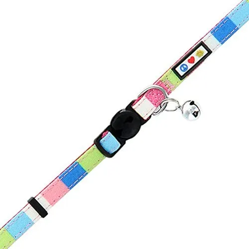 Pawtitas Collar de gato multicolor con hebilla de seguridad extraíble para gato, collar de gato
