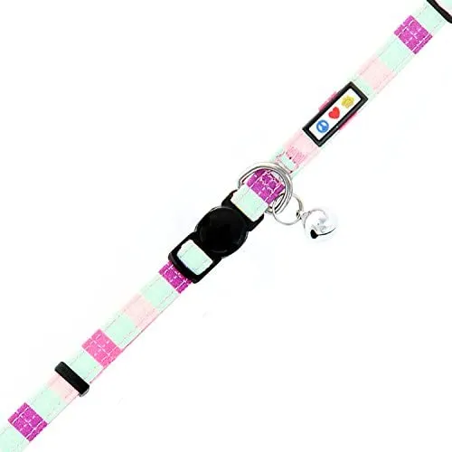 Pawtitas Collar de gato multicolor con hebilla de seguridad extraíble para gato, collar de gato