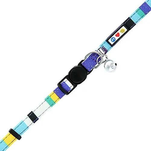 Pawtitas Collar de gato multicolor con hebilla de seguridad extraíble para gato, collar de gato