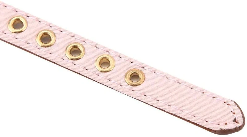 Axgo - Collar ajustable de piel sintética para gato, diseño de margaritas y diamantes de imitación, 0.5 x 13.4 in, color rosa