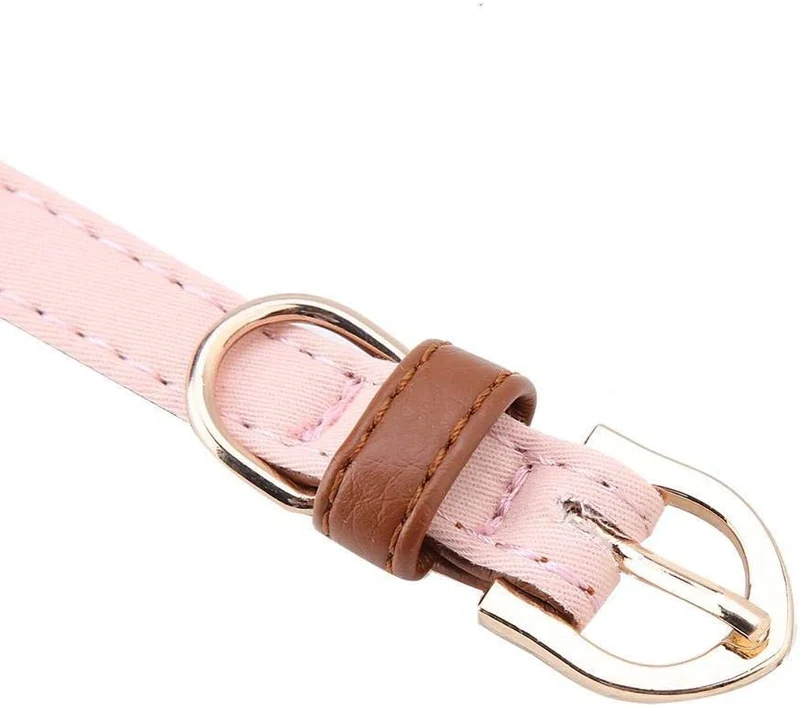 Axgo - Collar ajustable de piel sintética para gato, diseño de margaritas y diamantes de imitación, 0.5 x 13.4 in, color rosa
