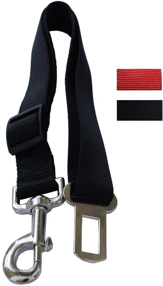 Lanyarco Safety Seat Belt Vehicle Seatbelts Harness Leash for Dogs,Cats Black Red