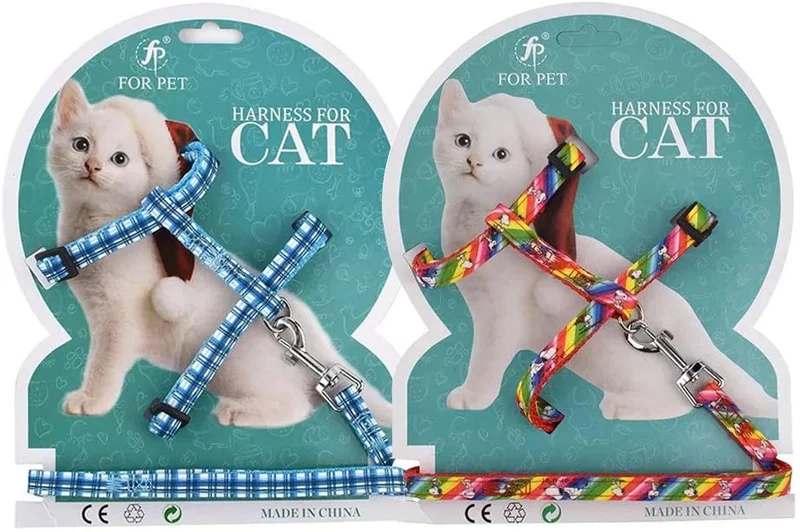 Fancy Finca collares para gatos y mascotas, correas ajustables, para cachorros, caminar, entrenamiento, correr, senderismo, 2 juegos