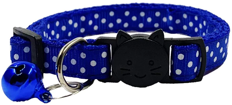 PACCOMFET 6 piezas de collares de gato rompedor ajustable colorido nailon seguridad mascota collar impreso punto de onda con campanas