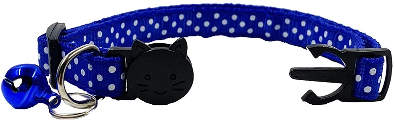 PACCOMFET 6 piezas de collares de gato rompedor ajustable colorido nailon seguridad mascota collar impreso punto de onda con campanas