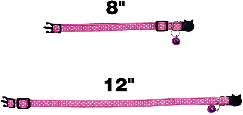 PACCOMFET 6 piezas de collares de gato rompedor ajustable colorido nailon seguridad mascota collar impreso punto de onda con campanas