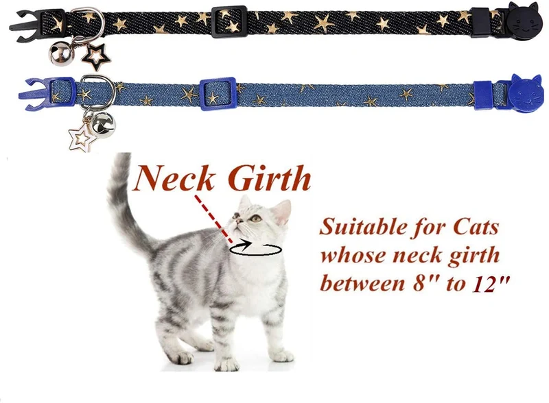 Boombone Star - Collar de gato con campana, 2 unidades de collares para cachorros con colgantes de estrella