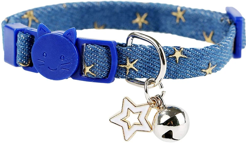 Boombone Star - Collar de gato con campana, 2 unidades de collares para cachorros con colgantes de estrella