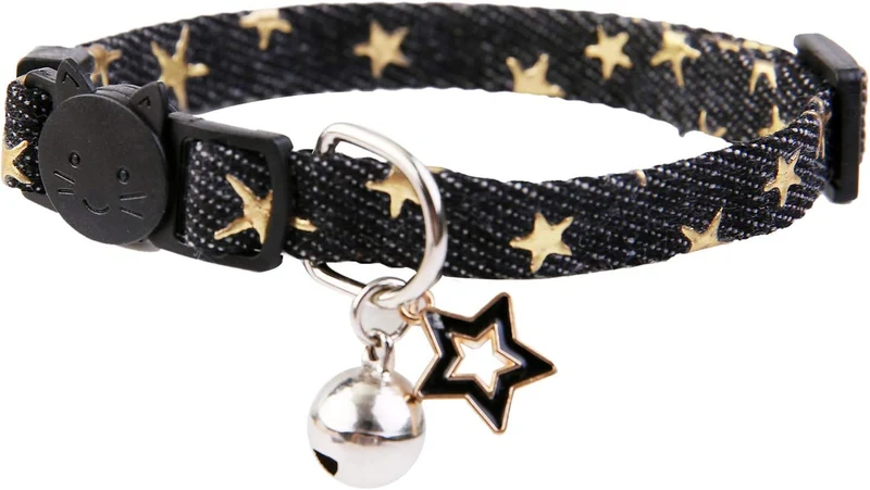 Boombone Star - Collar de gato con campana, 2 unidades de collares para cachorros con colgantes de estrella