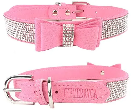 Teemerryca - Collar, diseño de lazo con brillantes, color rosa