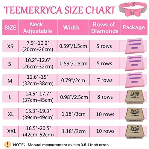 Teemerryca - Collar, diseño de lazo con brillantes, color rosa