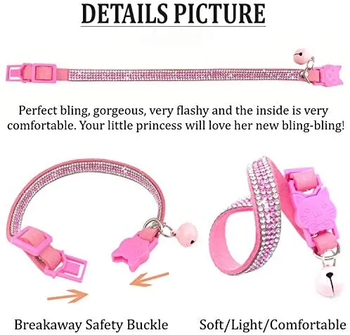 Teemerryca - Collar, diseño de lazo con brillantes, color rosa