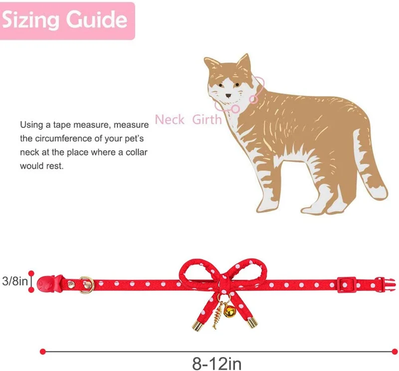 Esceneral - Collar para gato, diseño de lazo, ajustable, con hueso y campana para gatos, gatitos, cachorros