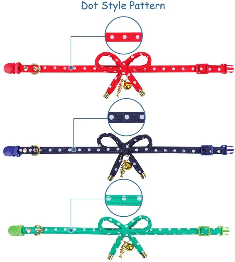 Esceneral - Collar para gato, diseño de lazo, ajustable, con hueso y campana para gatos, gatitos, cachorros