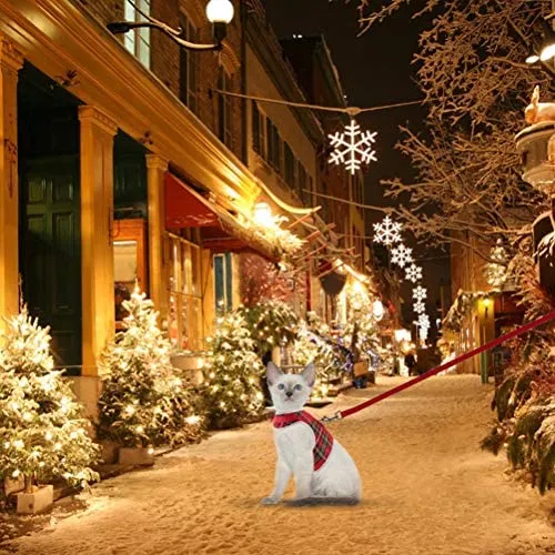 Juego de arnés y correa para gato de Navidad de Expawlorer, a prueba de escape, clásico a cuadros, ajustable, de malla suave