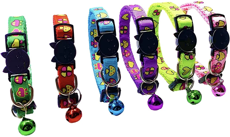 PACCOMFET - 6 collares para gatos con diseño de campanas