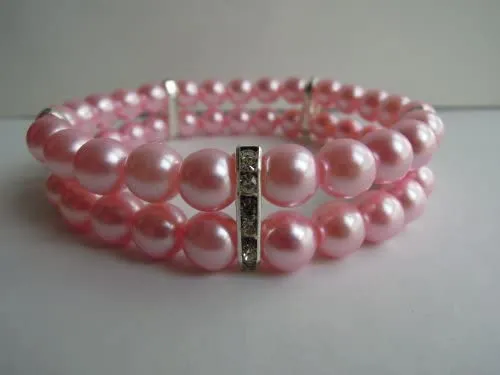 PetFavorites - Collar de 2 filas para mascotas con diseño de gato con brillantes y perlas de diamantes de imitación.