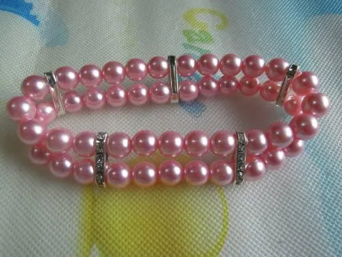 PetFavorites - Collar de 2 filas para mascotas con diseño de gato con brillantes y perlas de diamantes de imitación.