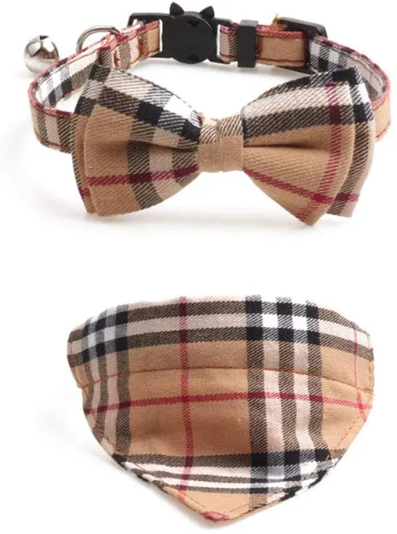 PetFavorites - Collar para gato, diseño de pajarita con campana, a cuadros, para cachorros de gatito, tamaño ajustable, de 7.8 a 10.2 pulgadas, 2 unidades