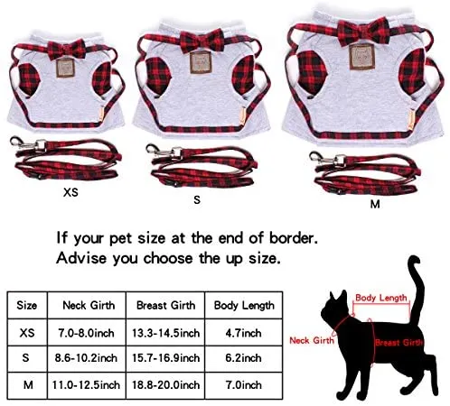 Cat Harness and Leash Set, Leash Adjustable Comfortable Soft Harness Jacket Vest, for Cats Puppy Safety Walk/Run