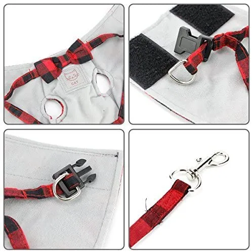 Cat Harness and Leash Set, Leash Adjustable Comfortable Soft Harness Jacket Vest, for Cats Puppy Safety Walk/Run