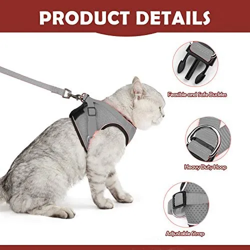 Arnés ajustable para mascotas, gato, gato, gato, gatito, arnés para caminar, chaleco de malla suave con tiras reflectantes, arnés para perros y gatos pequeños