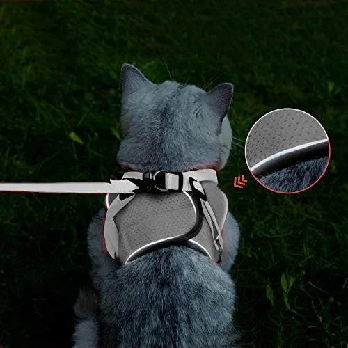 Arnés ajustable para mascotas, gato, gato, gato, gatito, arnés para caminar, chaleco de malla suave con tiras reflectantes, arnés para perros y gatos pequeños