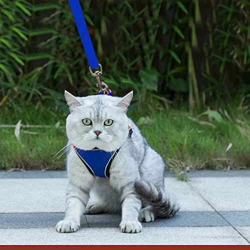 Arnés ajustable para mascotas, gato, gato, gato, gatito, arnés para caminar, chaleco de malla suave con tiras reflectantes, arnés para perros y gatos pequeños
