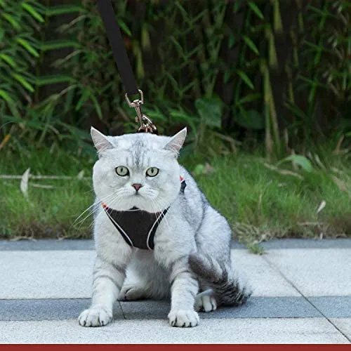 Arnés ajustable para mascotas, gato, gato, gato, gatito, arnés para caminar, chaleco de malla suave con tiras reflectantes, arnés para perros y gatos pequeños