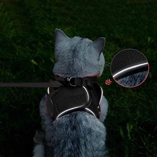 Arnés ajustable para mascotas, gato, gato, gato, gatito, arnés para caminar, chaleco de malla suave con tiras reflectantes, arnés para perros y gatos pequeños