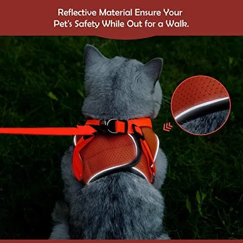 Arnés ajustable para mascotas, gato, gato, gato, gatito, arnés para caminar, chaleco de malla suave con tiras reflectantes, arnés para perros y gatos pequeños