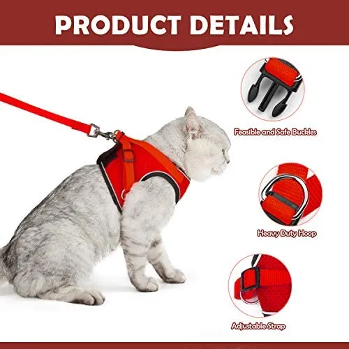 Arnés ajustable para mascotas, gato, gato, gato, gatito, arnés para caminar, chaleco de malla suave con tiras reflectantes, arnés para perros y gatos pequeños