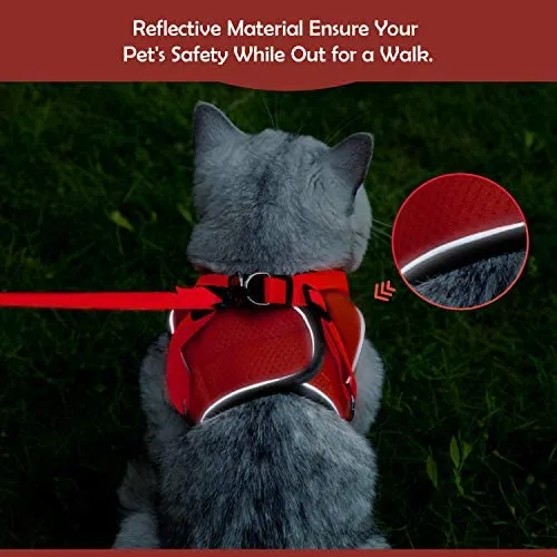 Arnés ajustable para mascotas, gato, gato, gato, gatito, arnés para caminar, chaleco de malla suave con tiras reflectantes, arnés para perros y gatos pequeños