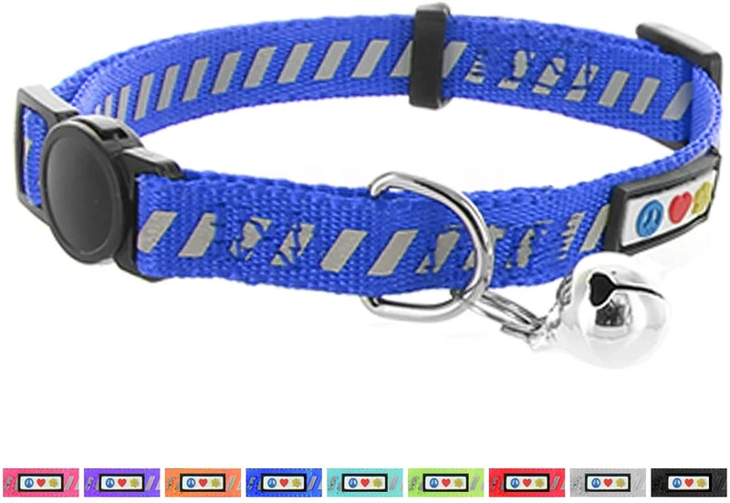 pawtitas mascota tráfico reflectante cuello de gato con hebilla de seguridad y campana
