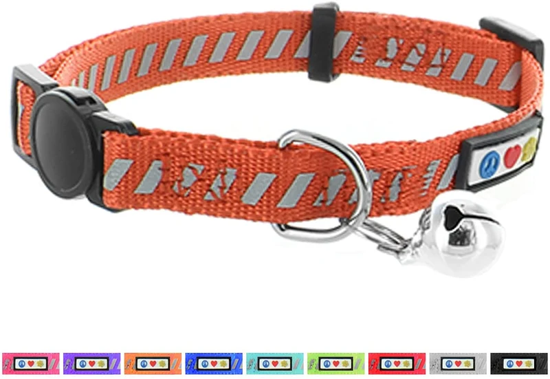 pawtitas mascota tráfico reflectante cuello de gato con hebilla de seguridad y campana