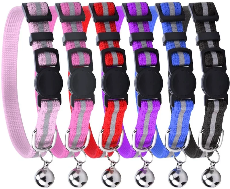 PUPTECK - Collar reflectante para gato, 6 unidades, con campana