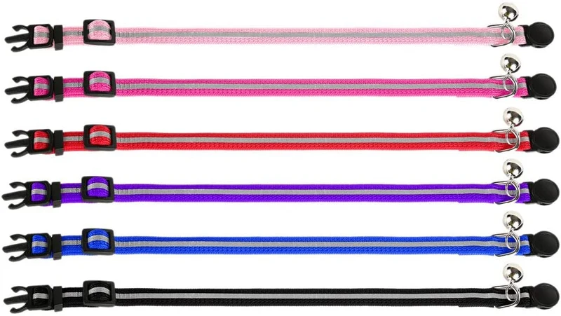 PUPTECK - Collar reflectante para gato, 6 unidades, con campana