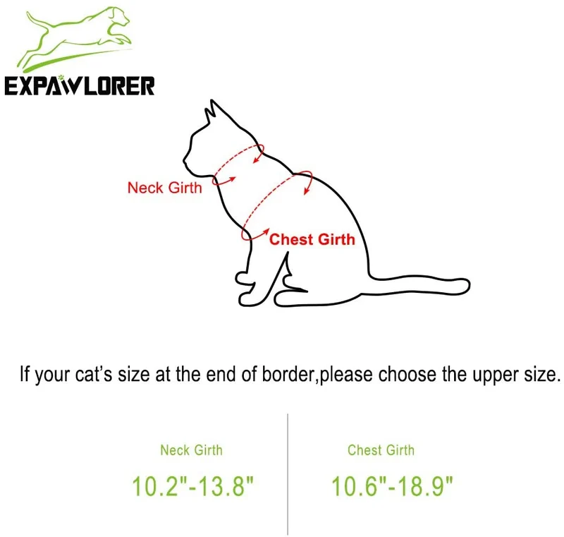 EXPAWLORER Arnés para gato a prueba de escape, ajustable, ligero, cómodo, transpirable, chaleco de malla con correa reflectante negra para gatos y cachorros adultos