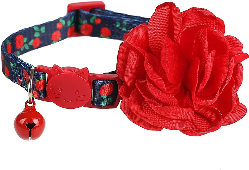 Boombone Collar de gato de flores, collares para perros y accesorios de San Valentín