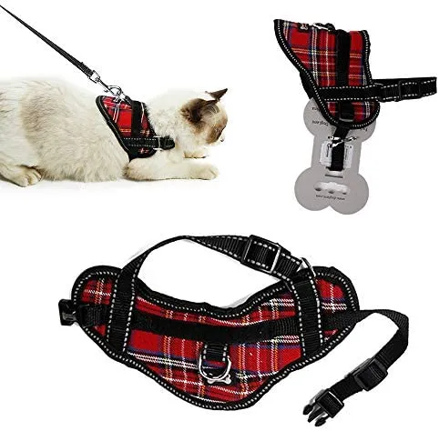 TOLEAP Arnés de gato con correa ajustable de malla suave arnés correa a prueba de escape gato chaleco arnés con correa reflectante para gatos pequeños al aire libre caminar